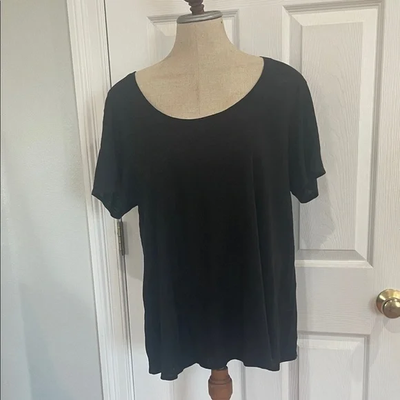 Eileen Fisher Black 100% Linen Pullover black Top Short Sleeve women’s size XL - Picture 1 of 9